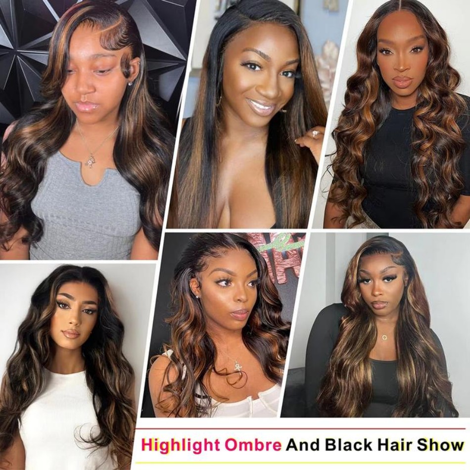 P1B30 Highlight Ombre Body Wav - Hd Lace Frontal Wig Human Hair Pre Plucked 评论和价格
