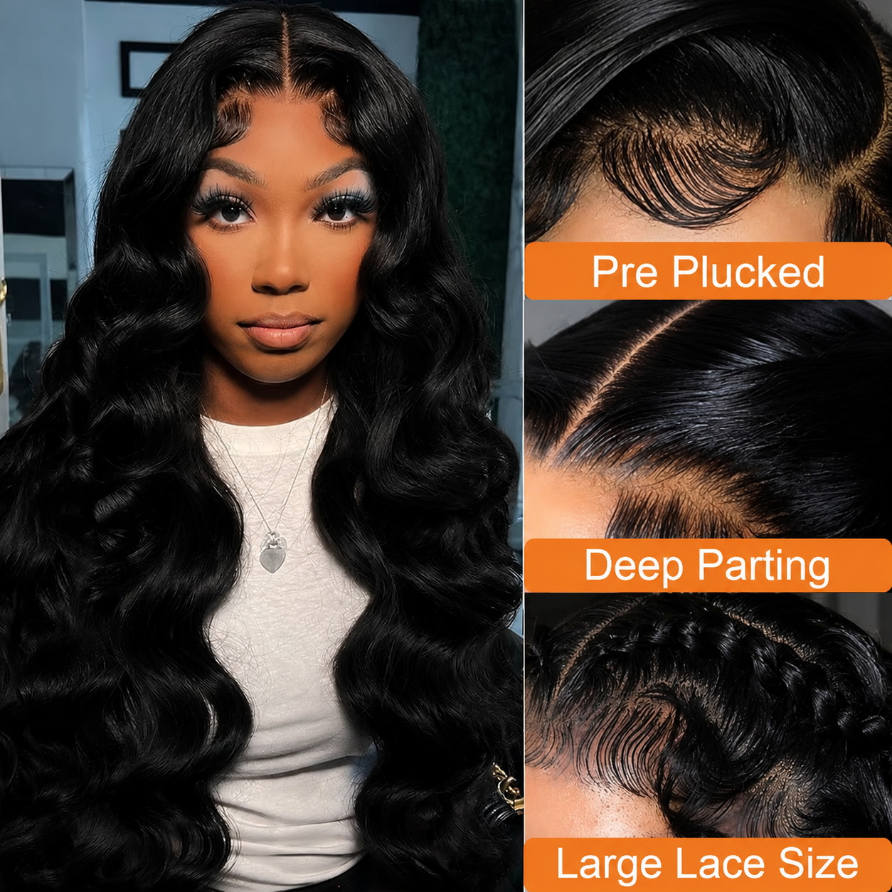 34 inch 13x4 HD Transparent La - Hd Lace Frontal Wig Human Hair Pre Plucked 评论和价格