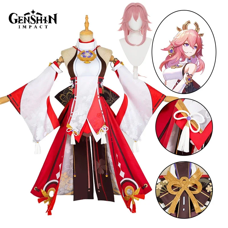 Yae Miko Cosplay Costume Game  - Synthetic Wigs 评论和价格