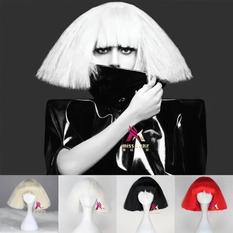 Black Lady Gaga Wig Blonde Whi - Synthetic Wigs 评论和价格